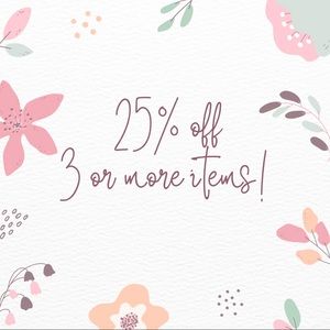 Bundle 3 or more items and get 25% off discount!